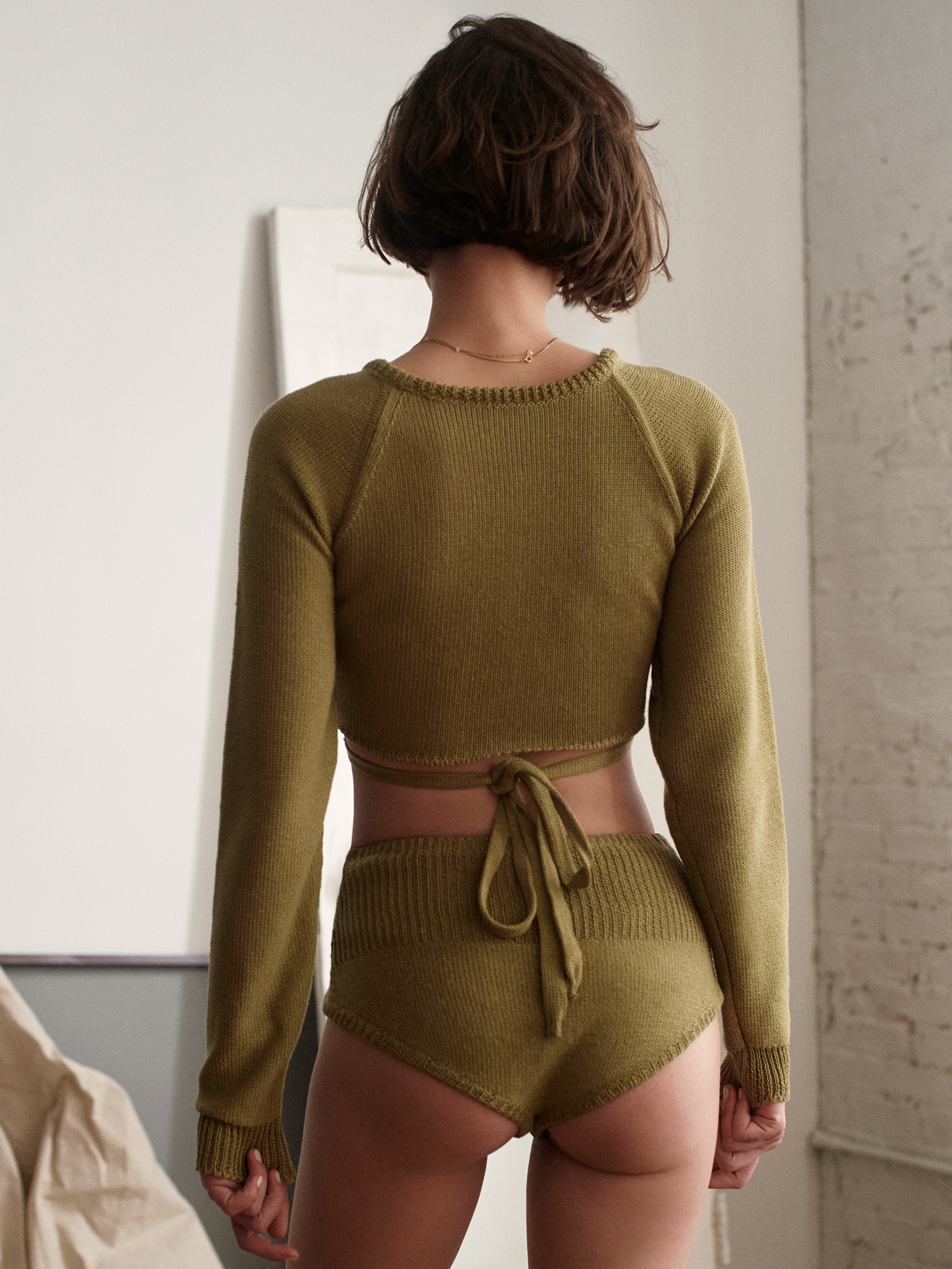 FAI SERIES LINEN LOUNGE SET : olive : Rafaiel Knitwear NYC