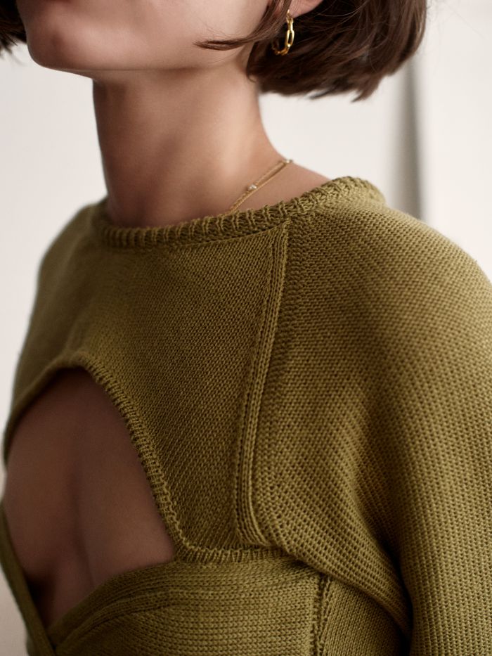 rafaiel slowfashion handmade artisanal knitwear nyc fai sweater sustainable day-to-night sweater olive 3